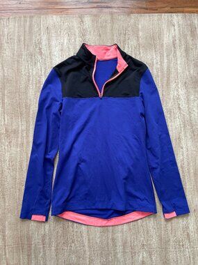 Lululemon Rare 2013 SeaWheeze Surge Pullover 1/4 zip Blue Coral Men S Womens M